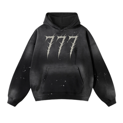 777 The Lamb Vintage Wash Frayed Fleece Hoodie - 360 GSM