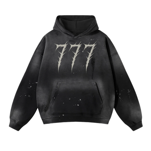 777 The Lamb Vintage Wash Frayed Fleece Hoodie - 360 GSM