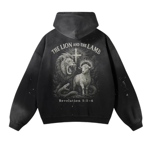 777 The Lamb Vintage Wash Frayed Fleece Hoodie - 360 GSM